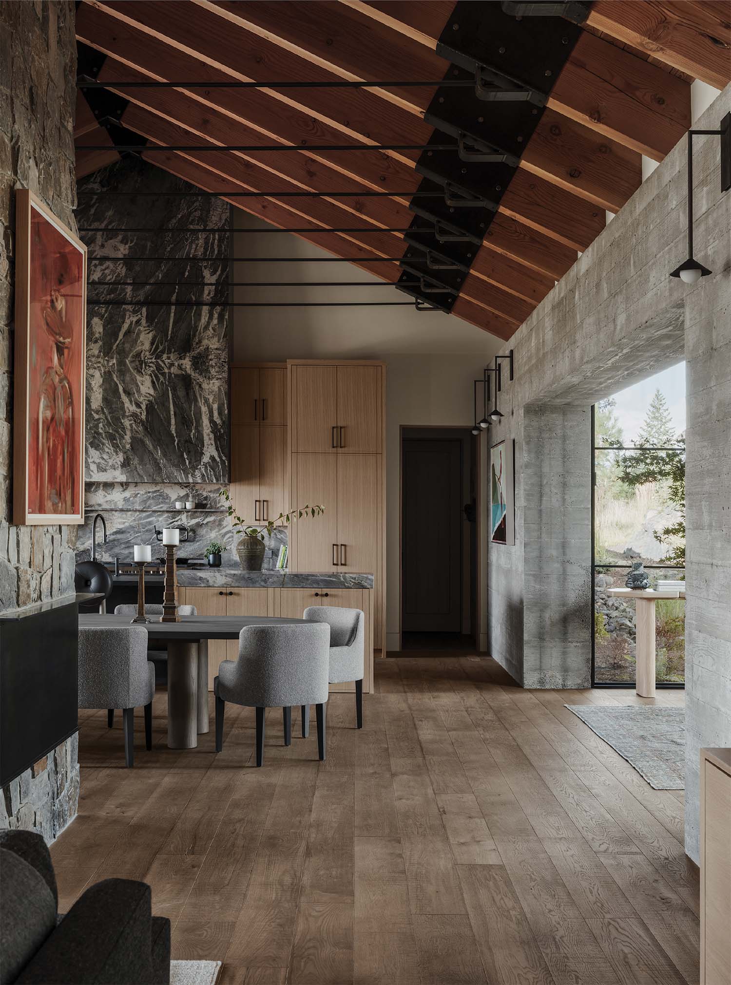 modern-rustic-kitchen-with-wrought-iron-accents-and-wood-beams Modern Rustic Kitchen with Wrought Iron Accents & Wood Beams