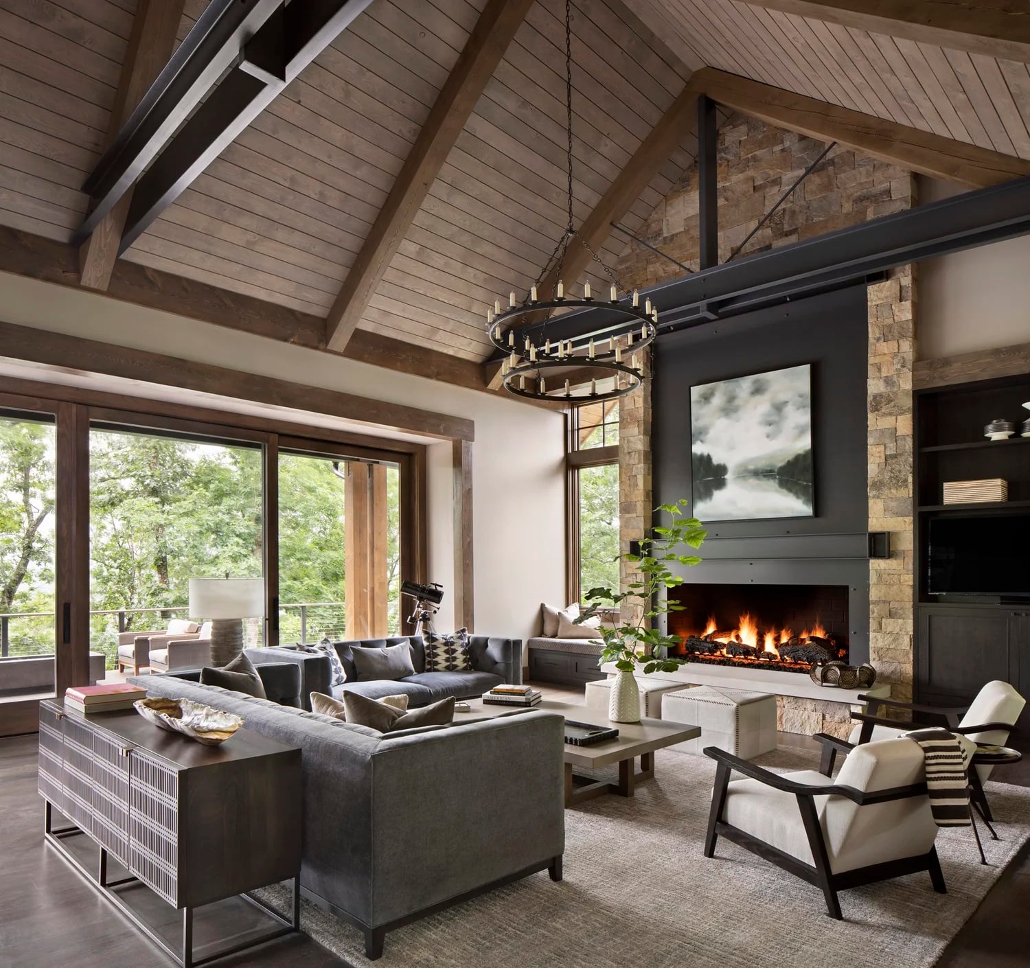 stone-fireplace-in-a-rustic-living-room Stone Fireplace in a Rustic Living Room