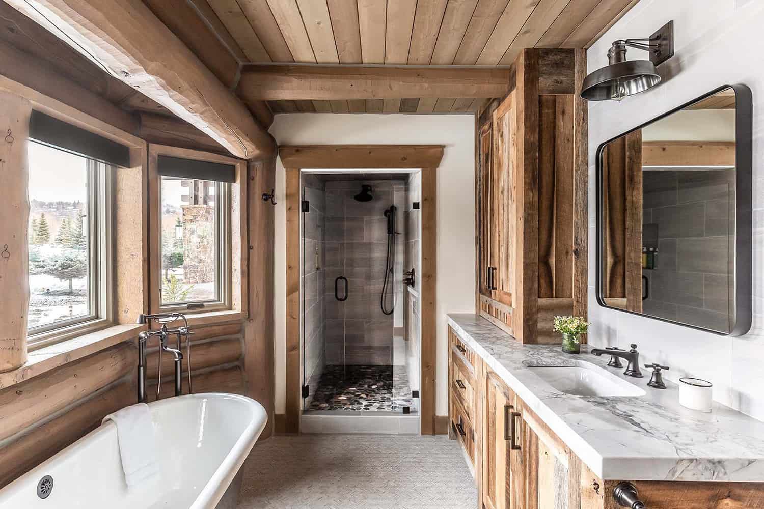 35 Rustic Bathroom Ideas for Mountain \u0026 Log Homes, image size:1500x1000