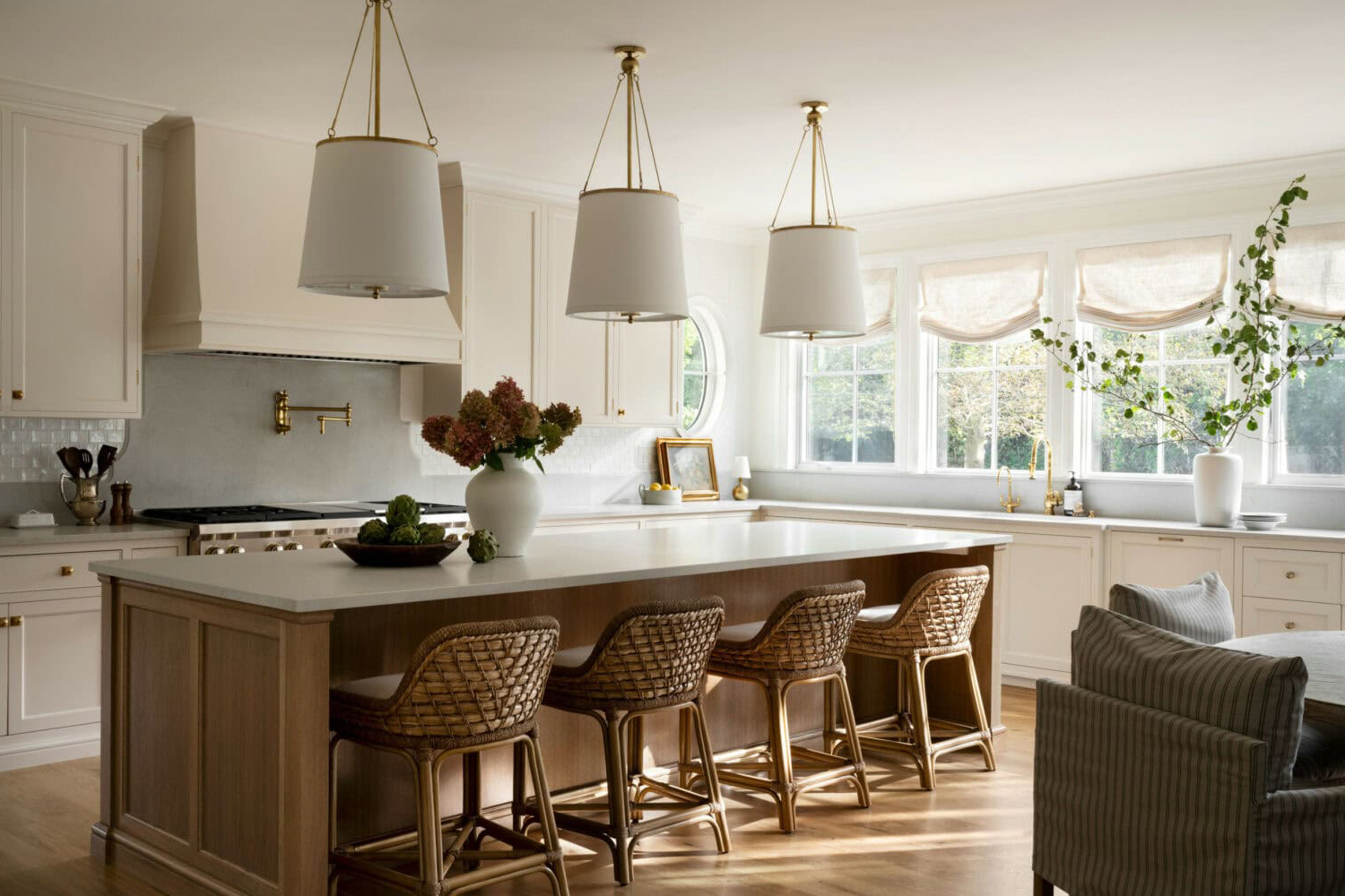 Timeless Modern Farmhouse Kitchen with Cream Cabinets in Sherwin-Williams Steamed Milk