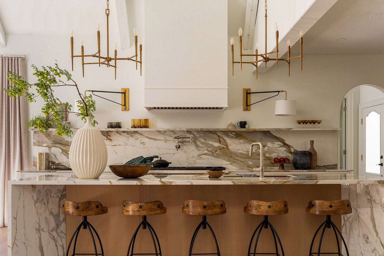 Modern White Kitchen With Greenery