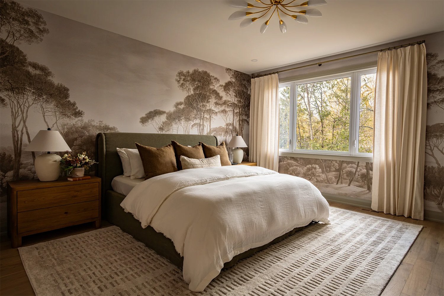 fall-bedroom-with-a-forest-scene-mural Fall Bedroom with Forest Mural Scene
