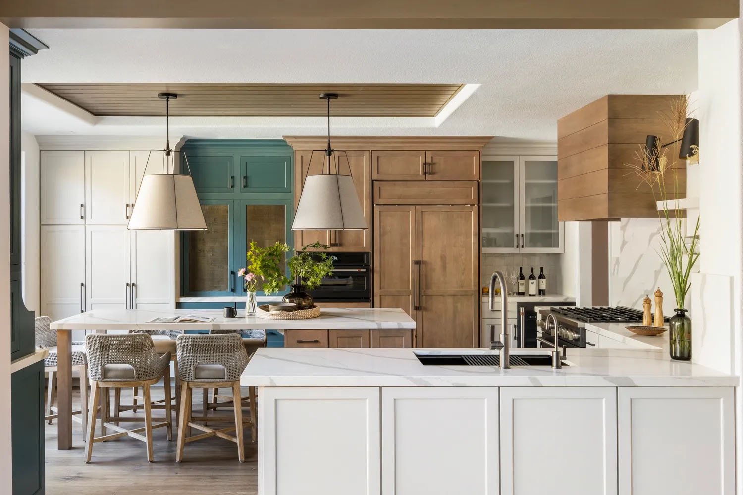 wood-and-green-kitchen-cabinets Wood & Green Kitchen Cabinets