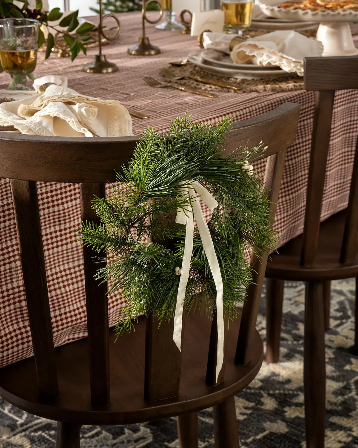 Wreath Fastened to a Dining Room Chair
