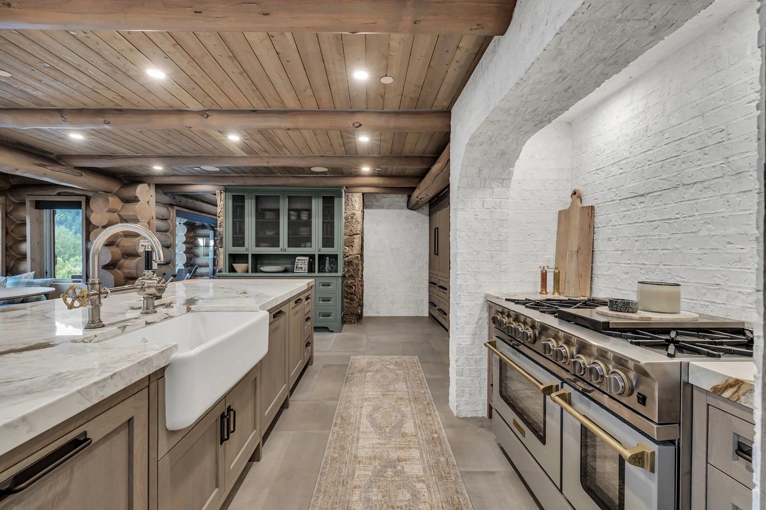 kitchen-in-a-modern-handcrafted-log-home Kitchen in a Modern Handcrafted Log Home