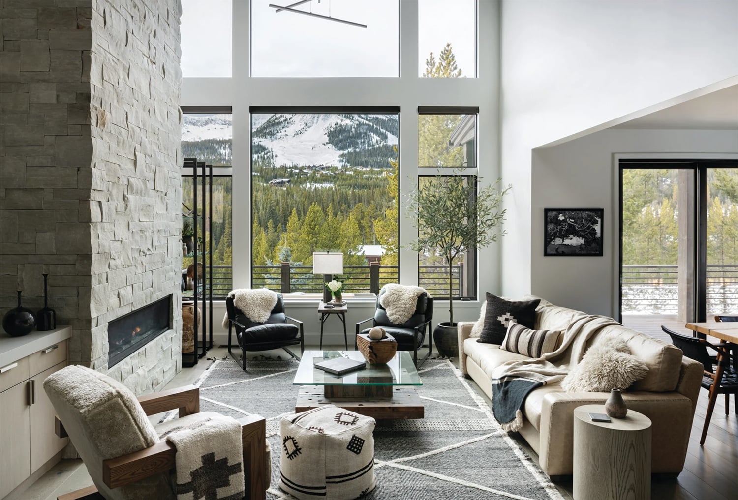 Layering Textures in a Modern Mountain Living Room