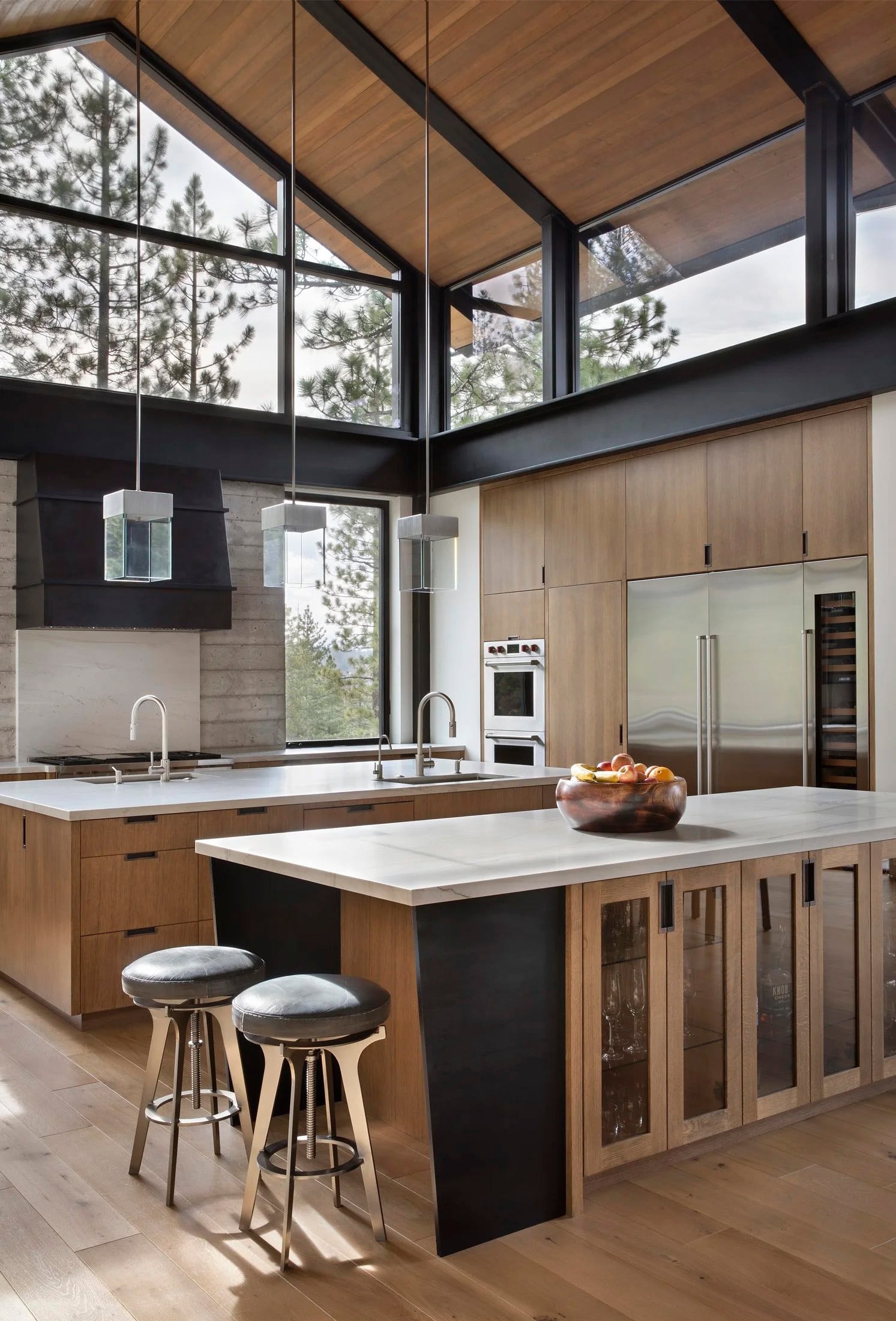Modern Mountain Home Kitchen with Wood Cabinets