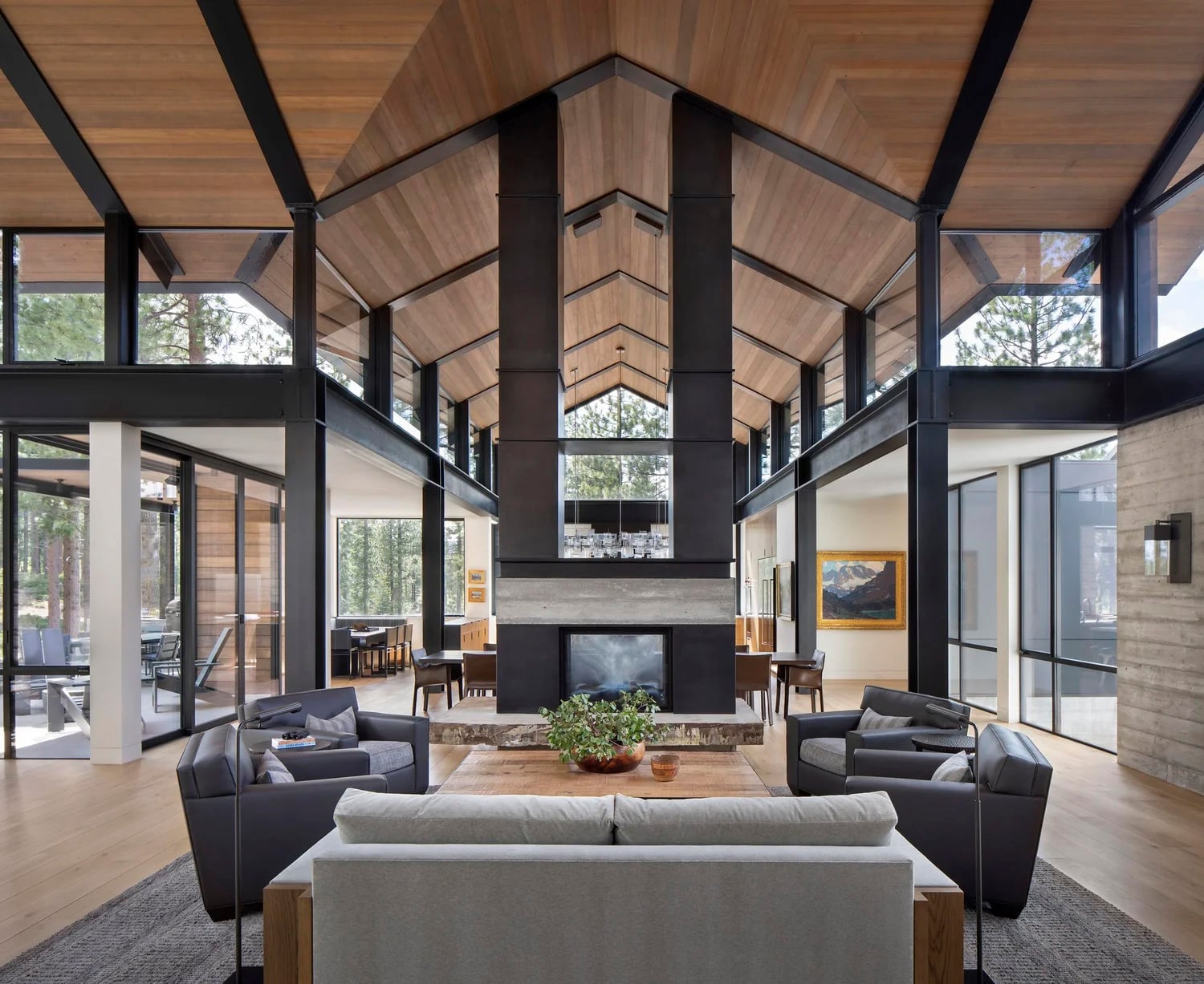 Modern Mountain Living Room with Black Accents