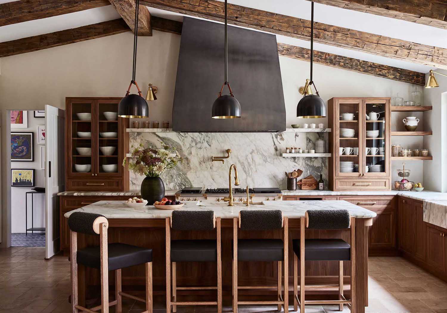 blackened-steel-range-hood-rustic-kitchen Blackened Steel Range Hood in a Rustic Kitchen