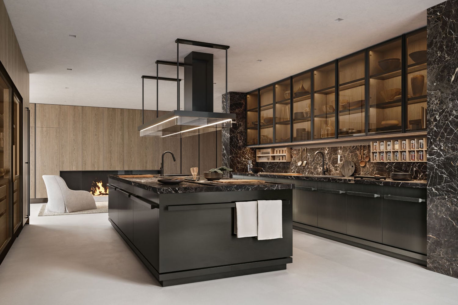 range-hood-suspended-over-kitchen-island Range Hood Suspended Over the Kitchen Island