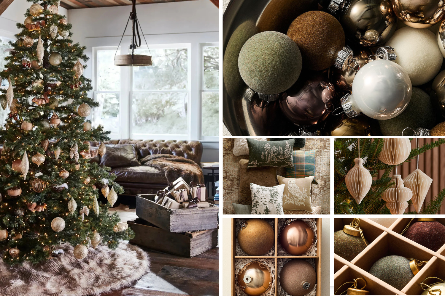 Rustic Lodge Christmas with Earth tone Ornaments