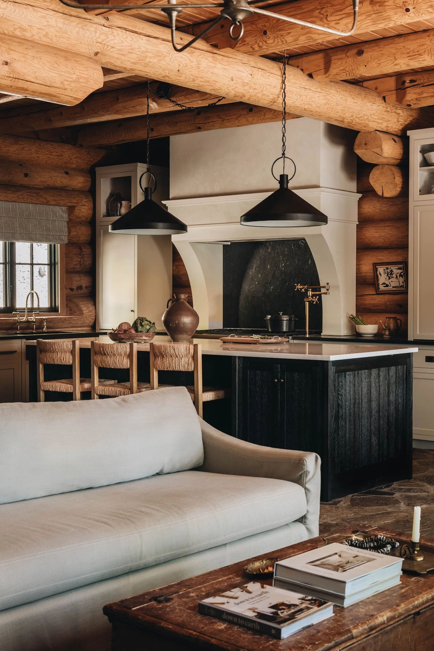 vintage-vent-hood-in-a-handcrafted-log-home Vintage Hood in a Handcrafted Log Home