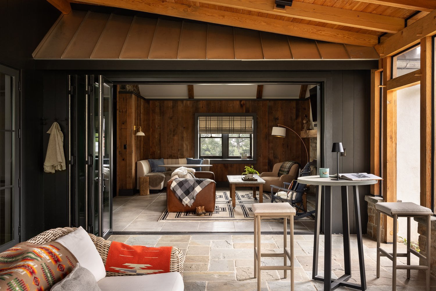 Modern Western Living Room in a Handcrafted Log Home