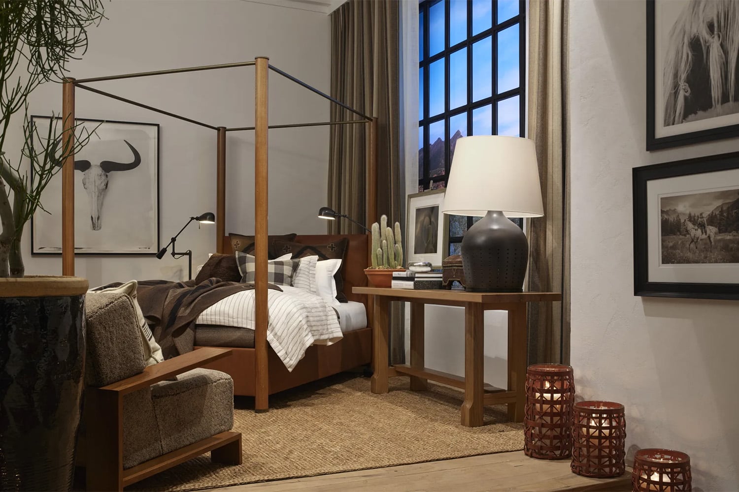 Modern Western Bedroom with Cowboy Chic Artwork